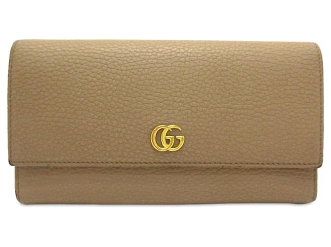 Braune Gucci GG Marmont Continental Leder-Langgeldbörse  ref.1293103