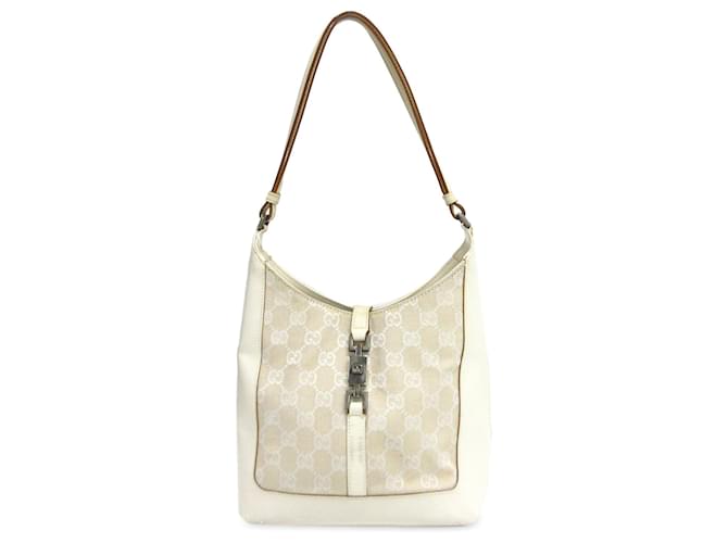 White Gucci GG Canvas Jackie Shoulder Bag Leather  ref.1293107