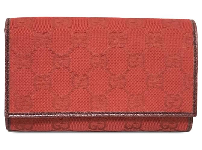 Red Gucci GG Canvas Long Wallet Leather  ref.1293113