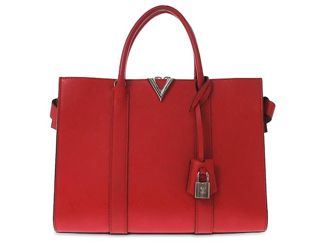 Red Louis Vuitton Monogram Cuir Plume Very Tote MM Satchel Leather  ref.1293114