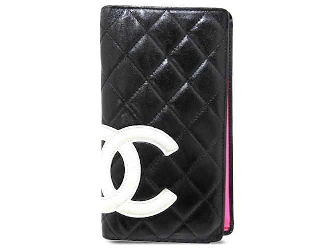 Black Chanel Cambon Ligne Bifold Wallet Cuir Noir  ref.1293121