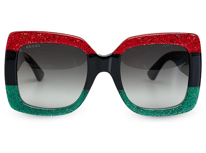 Óculos de sol pretos Gucci quadrados coloridos  ref.1293122