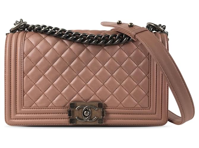 Pink Chanel Medium Lambskin Boy Flap Crossbody Bag Leather  ref.1293130