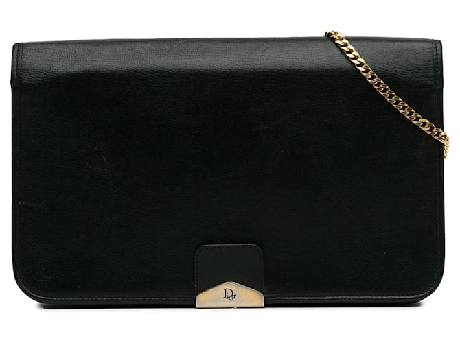 Schwarze Dior-Umhängetasche aus Leder mit Kette  ref.1293140
