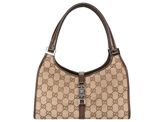Gucci GG Monogram Jackie Handbag Small Brown Leather  ref.1293153
