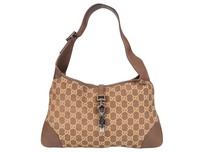 Gucci GG Monogram Jackie Shoulder Bag Brown Leather  ref.1293160