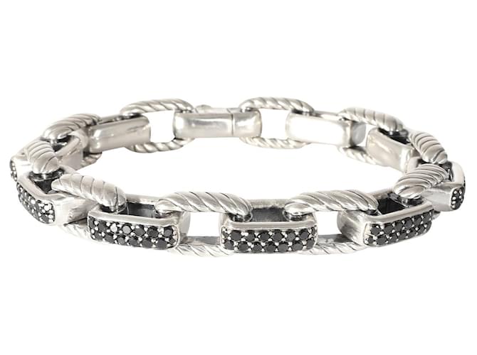 David Yurman Royal Cord Bracelet in  Sterling Silver 7 black diamonds 3/1 ctw Silvery Metallic Metal  ref.1293207
