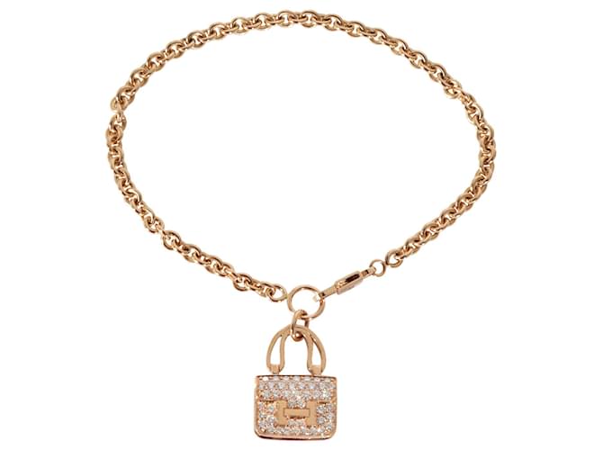 Hermès Amulettes Collection Constance Diamond Bracelet in 18k Rose Gold 0.44 ctw Metallic Metal Pink gold  ref.1293210