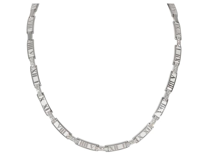 TIFFANY & CO. Collana con colletto di diamanti Atlas in 18K oro bianco 1.5 ctw Argento Metallico Metallo  ref.1293231