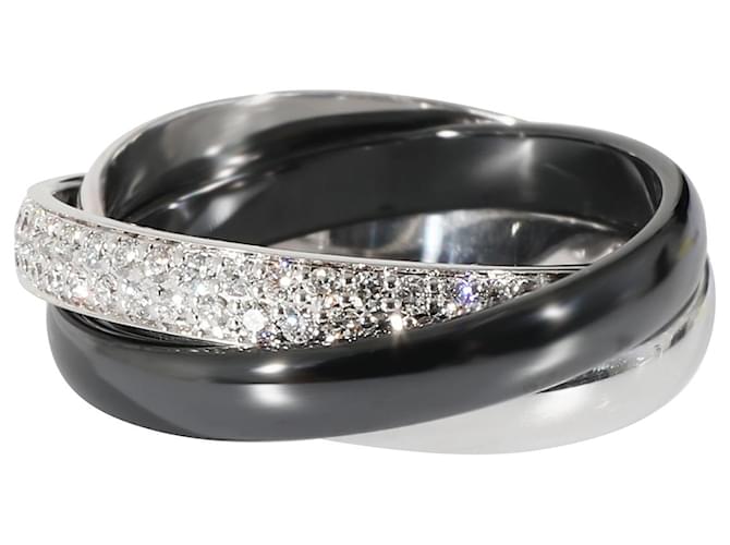 Cartier Trinity Ring mit Keramik und Diamant in 18K Weißgold 0.45 ctw Silber Metallisch Metall  ref.1293232