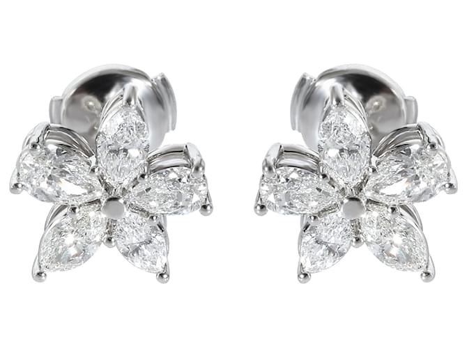 TIFFANY & CO. Boucles d'oreilles diamant Victoria en platine 1.77 ctw Métal Argenté Métallisé  ref.1293242