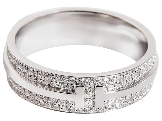 TIFFANY & CO. T Wide Pave Anel de Diamante em 18K ouro branco  0.63 ctw Prata Metálico Metal  ref.1293243