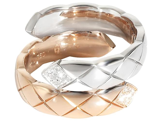 Anello Chanel Coco Crush con diamanti 18K 2 Tono oro 0.1 ctw D'oro Metallico Oro bianco Metallo  ref.1293245