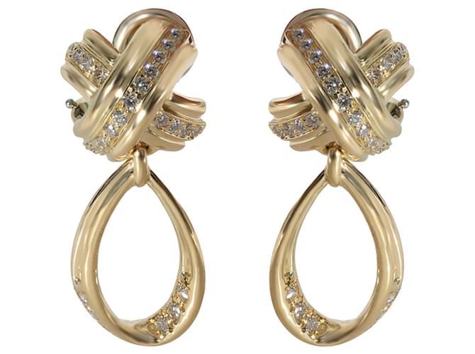 TIFFANY & CO. Vintage Signature X Diamond Earrings in 18k yellow gold 0.6 ctw Silvery Metallic Metal  ref.1293246