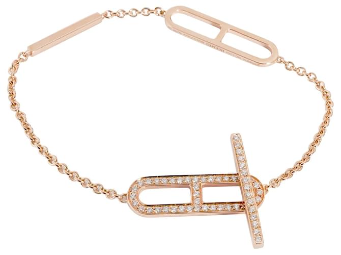 Hermès Bracciale Hermes Ever Chaine D'Ancre, piccolo modello dentro 18kt rosa oro 0.37ctw Metallico Metallo Oro rosa  ref.1293249