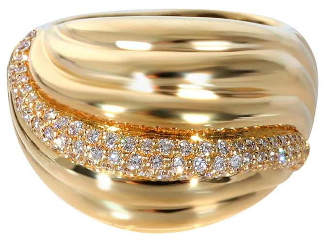 David Yurman Sculpted Cable Dome Ring in 18k yellow gold 0.49 ctw Silvery Metallic Metal  ref.1293258
