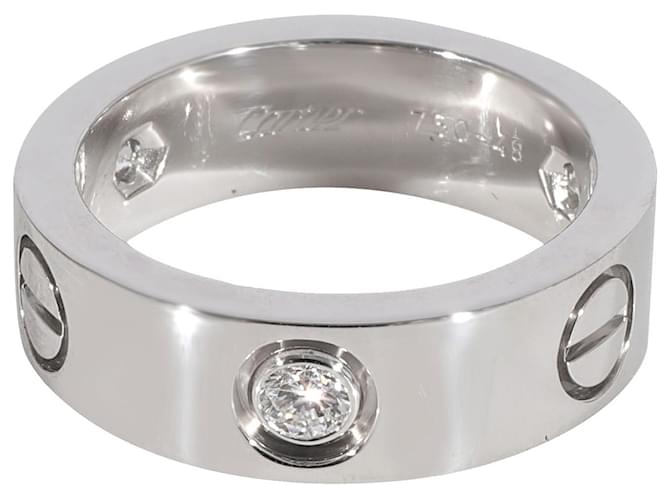 Cartier Love 3 anel de diamante em 18K ouro branco 0.22 ctw Prata Metálico Metal  ref.1293282