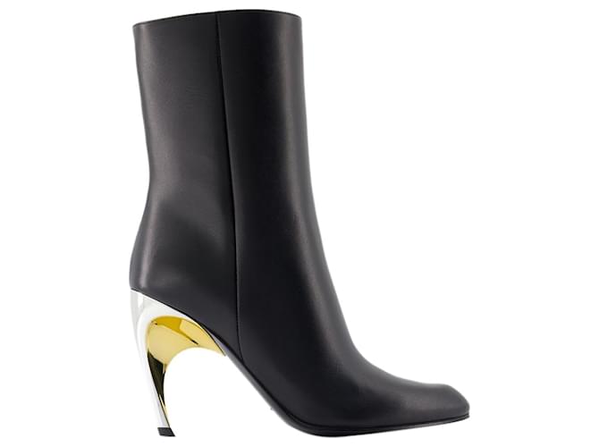 Seal Ankle Boots - Alexander McQueen - Calfskin - Black Leather Pony-style calfskin  ref.1293284