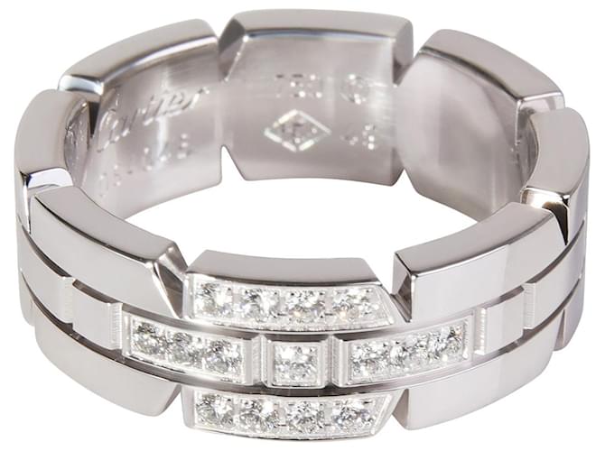 Cartier Tank Francaise anel de diamante em 18K ouro branco 0.11 ctw Prata Metálico Metal  ref.1293312