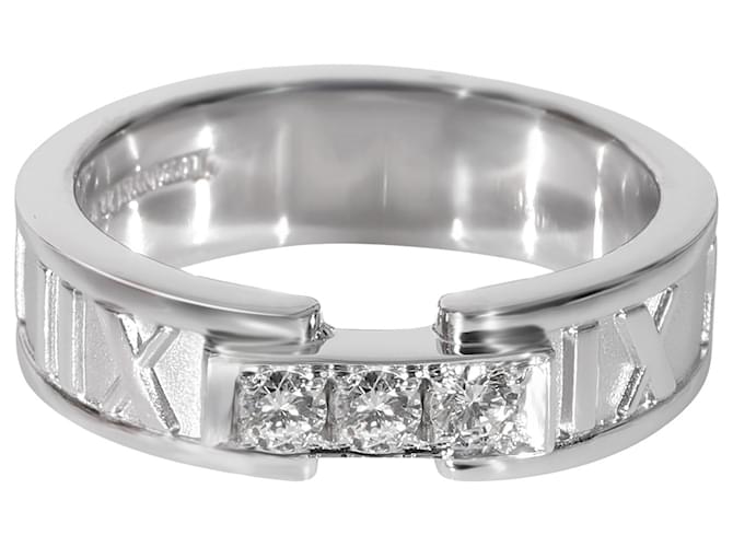 TIFFANY & CO. Atlas Diamond Ring in 18K white gold 0.15 ctw Silvery Metallic Metal  ref.1293318