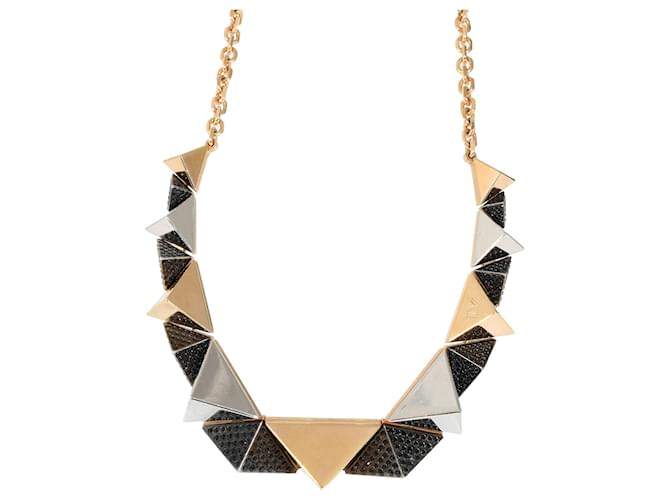 Louis Vuitton Gold Tone Pyramid Stud Necklace Metallic  ref.1293330