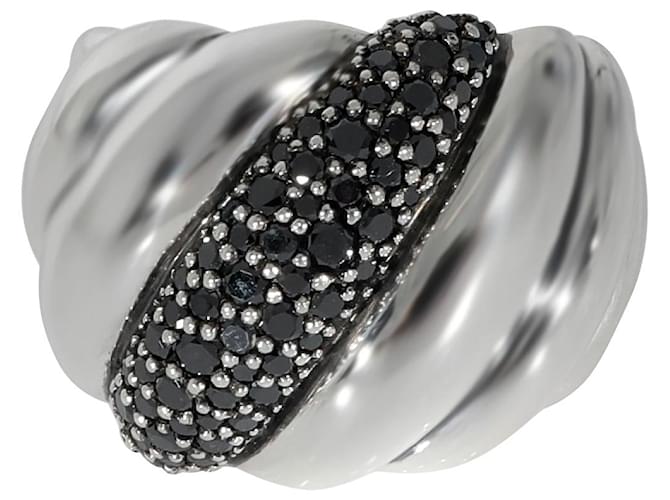David Yurman Hampton Cable Ring con diamanti neri in argento sterling 0.84 ctw Metallico Metallo  ref.1293331