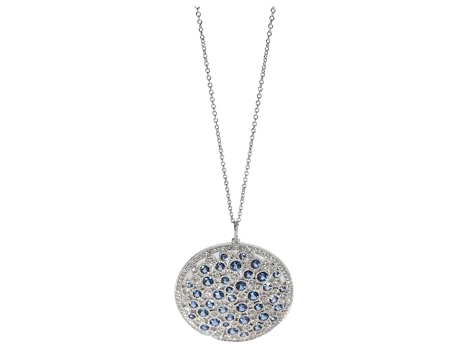 TIFFANY & CO. Cobblestone Sapphire Diamond Medallion Pendant, platinum 0.91 ctw Silvery Metallic Metal  ref.1293332