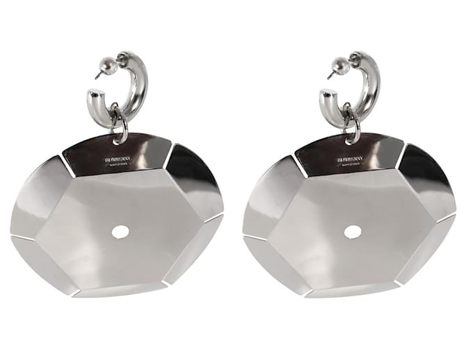 Burberry-Pailletten-Creolen mit großen Tropfen-Ohrringen mit Palladium-Scheibenbeschichtung Metallisch  ref.1293339