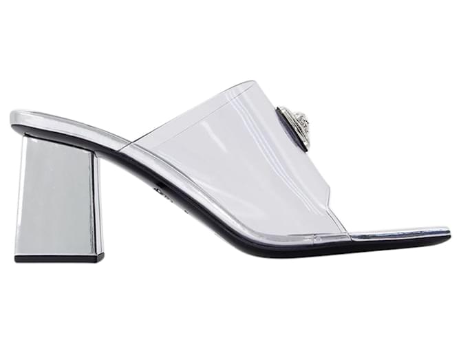 T.70 Slides - Versace - Pvc - Prata Metálico Plástico  ref.1293344