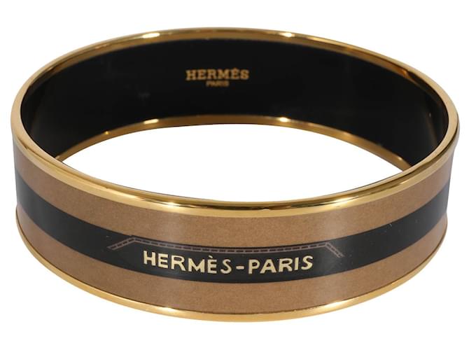 Hermès Bracciale ampio smaltato Hermes con design con fibbia per cintura D'oro Metallico Metallo  ref.1293354