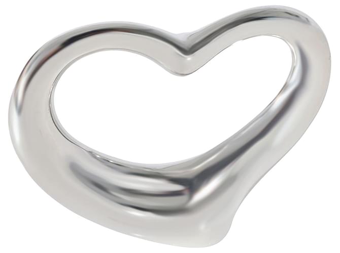 TIFFANY & CO. Elsa Peretti Large Open Heart Pendant, sterling silver, Black cord Silvery Metallic Metal  ref.1293372