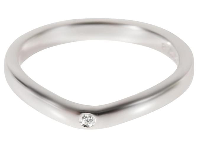 Cartier Ballerine gewölbter Ehering mit Diamanten in Platin 01 ctw Silber Metallisch Metall  ref.1293387