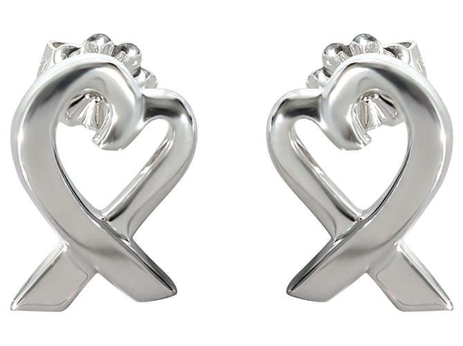 TIFFANY & CO. Paloma Picasso 14 mm Brincos de coração amoroso em prata esterlina Metálico Metal  ref.1293393