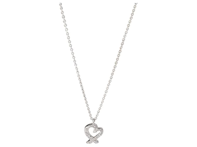 Tiffany & Co TIFFANY Y COMPAÑIA. Colgante Corazón Amoroso de Paloma Picasso 18K oro blanco  0.12 por cierto Plata Metálico Metal  ref.1293397