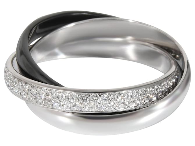 Anel de diamante e cerâmica Cartier Trinity em 18K ouro branco 0.45 ctw Prata Metálico Metal  ref.1293400