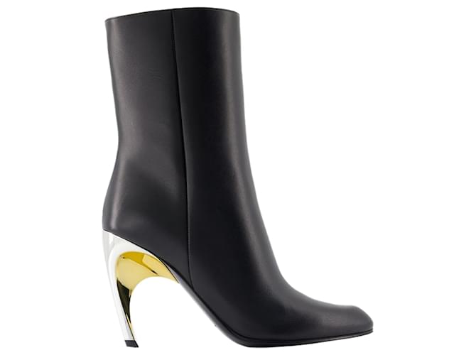Seal Ankle Boots - Alexander McQueen - Calfskin - Black Leather Pony-style calfskin  ref.1293402