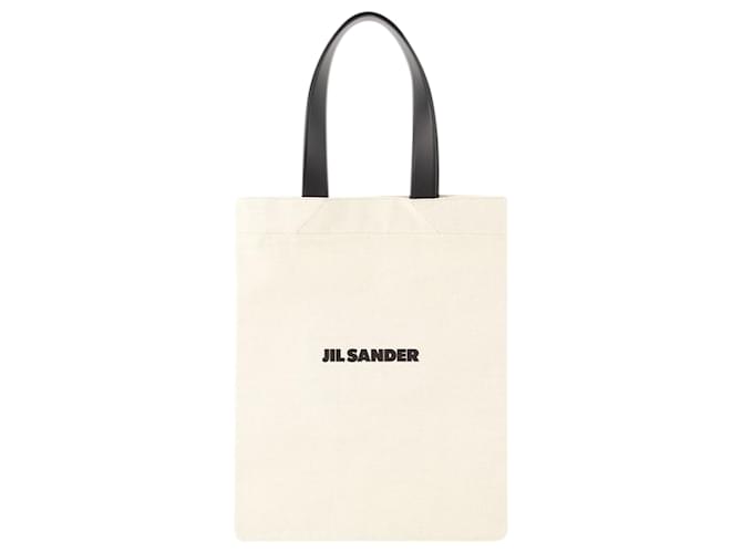 Tote Bag Book - Jil Sander - Fabric - Beige Leather Pony-style calfskin  ref.1293417