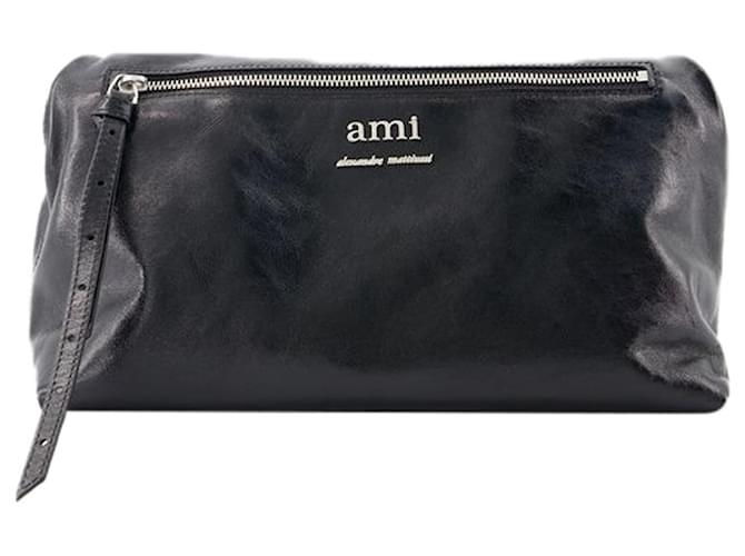 Grocery Shopper Bag - AMI Paris - Leather - Black  ref.1293436
