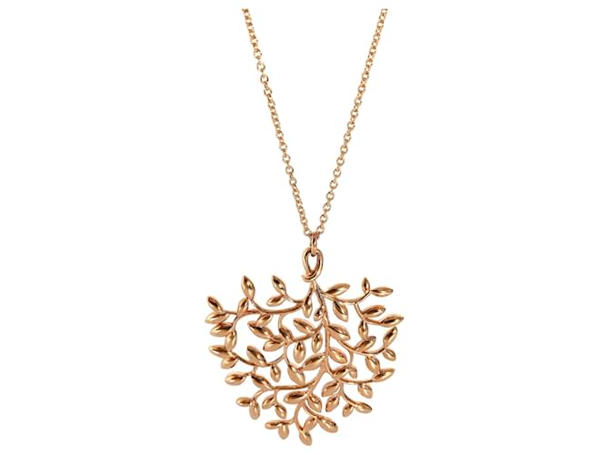 TIFFANY & CO. Paloma Picasso Large Olive Leaf Pendant in 18k Rose Gold Metallic Metal Pink gold  ref.1293444