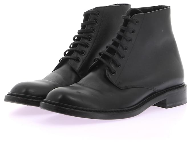 SAINT LAURENT  Ankle boots T.eu 37 leather Black  ref.1293526