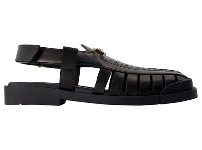 Sandals - Versace - Leather - Black Pony-style calfskin  ref.1293530