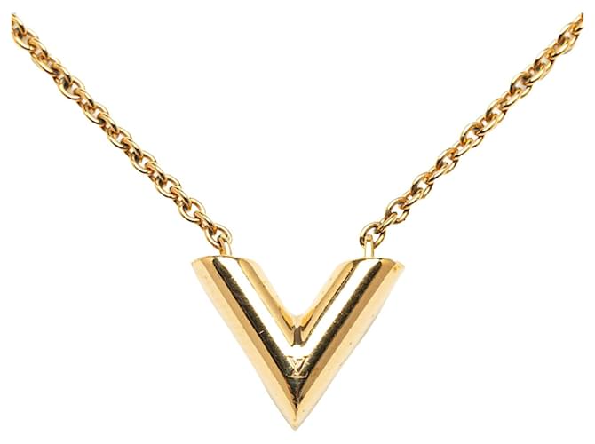 Colar Louis Vuitton Gold Essential V Dourado Metal Banhado a ouro  ref.1293573