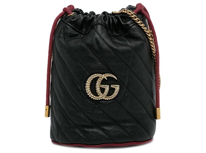 Gucci Black Mini Torchon GG Marmont 2.0 Bucket bag Leather Pony-style calfskin  ref.1293591
