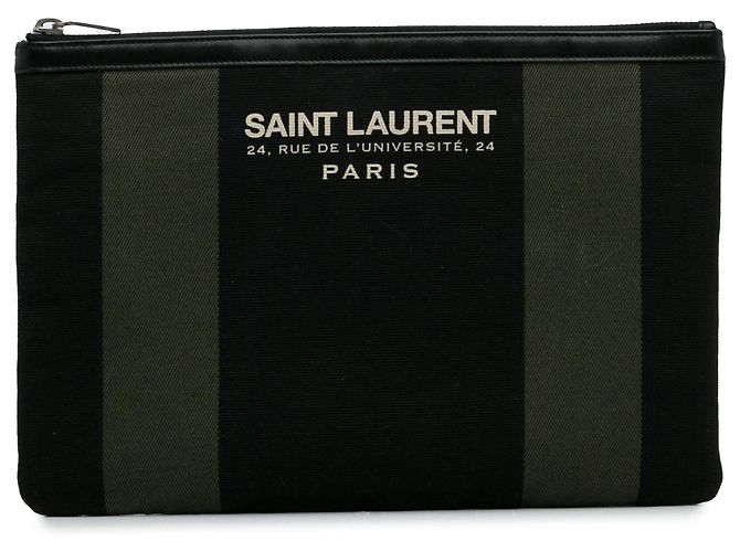 Pochette da spiaggia nera con zip Saint Laurent Nero