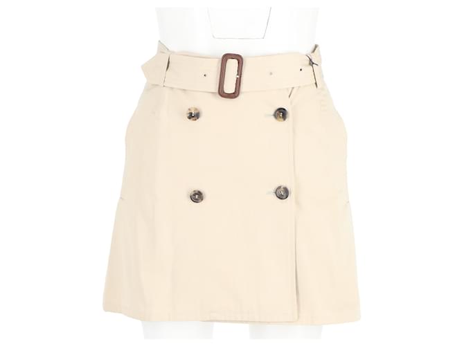 Burberry Belted Wrap Mini Skirt in Beige Cotton  ref.1293654