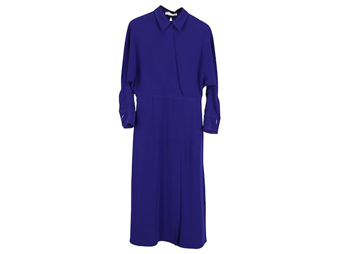 Victoria Beckham Wrap Front Long Sleeve Cady Shirtdress In Purple Viscose Cellulose fibre  ref.1293674