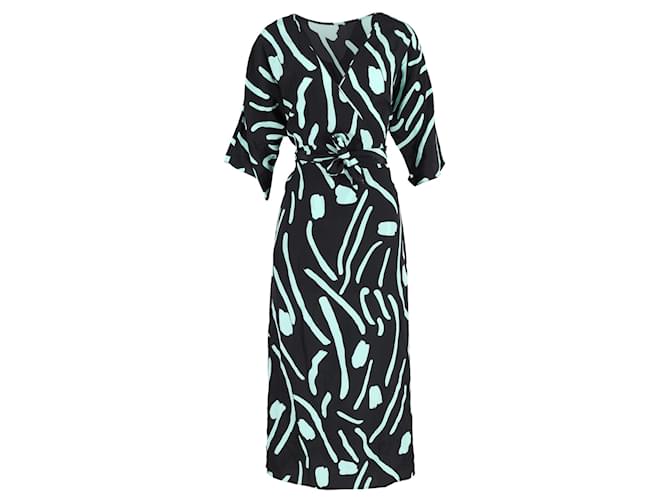 Vestido estilo envoltório com estampa Chatham Diane Von Furstenberg em seda multicolorida  ref.1293675