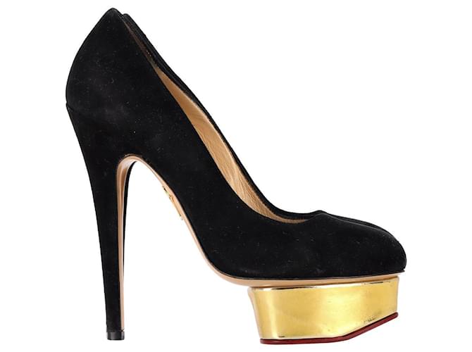 Zapatos de tacón Charlotte Olympia Dolly con plataforma en ante negro Suecia  ref.1293677
