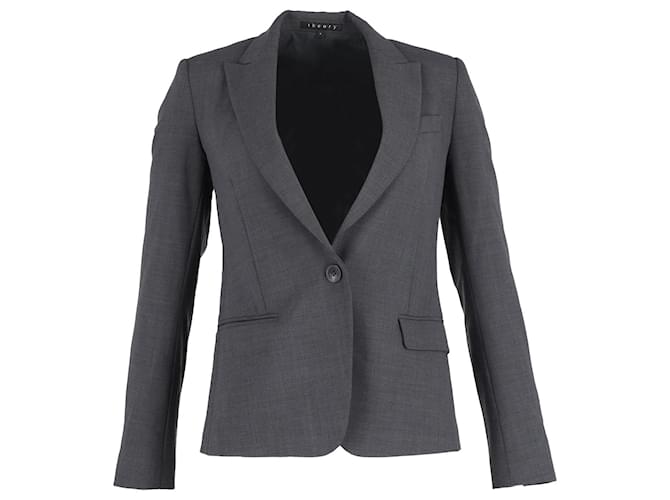 Theory Single-Breasted Blazer in Grey Cotton  ref.1293684