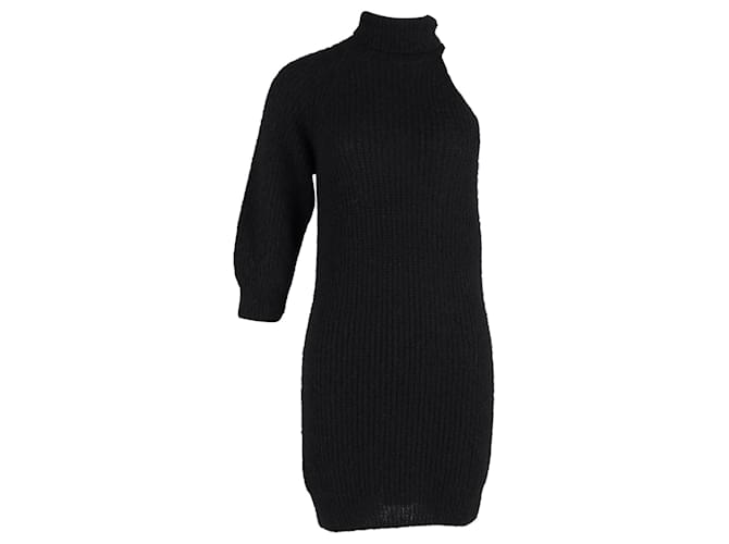 Alanui Polar Nights Rib Knit Mini Dress in Black Alpaca Wool  ref.1293719